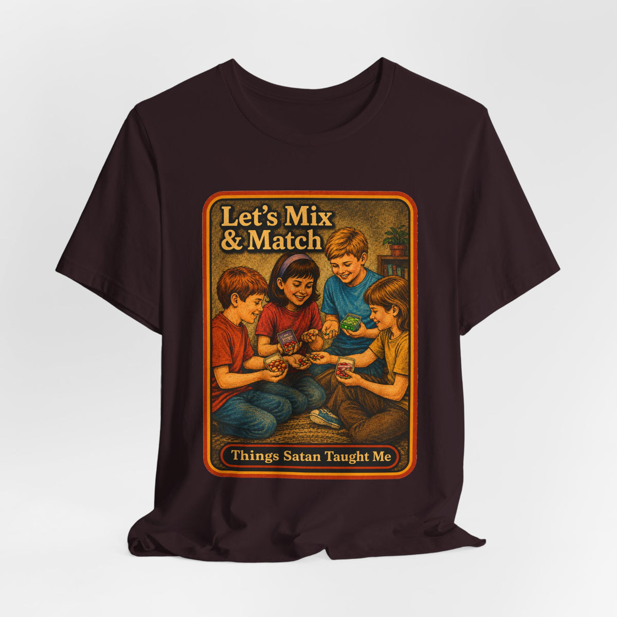 Let's Mix And Match Unisex Tee in Oxblood Black, view 4