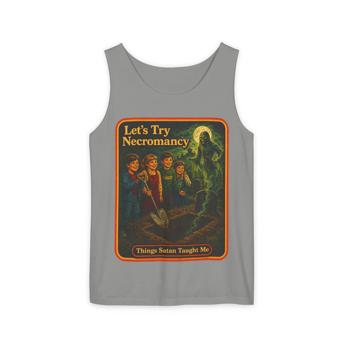 Let's Try Necromancy Wife Beater in Granite, front