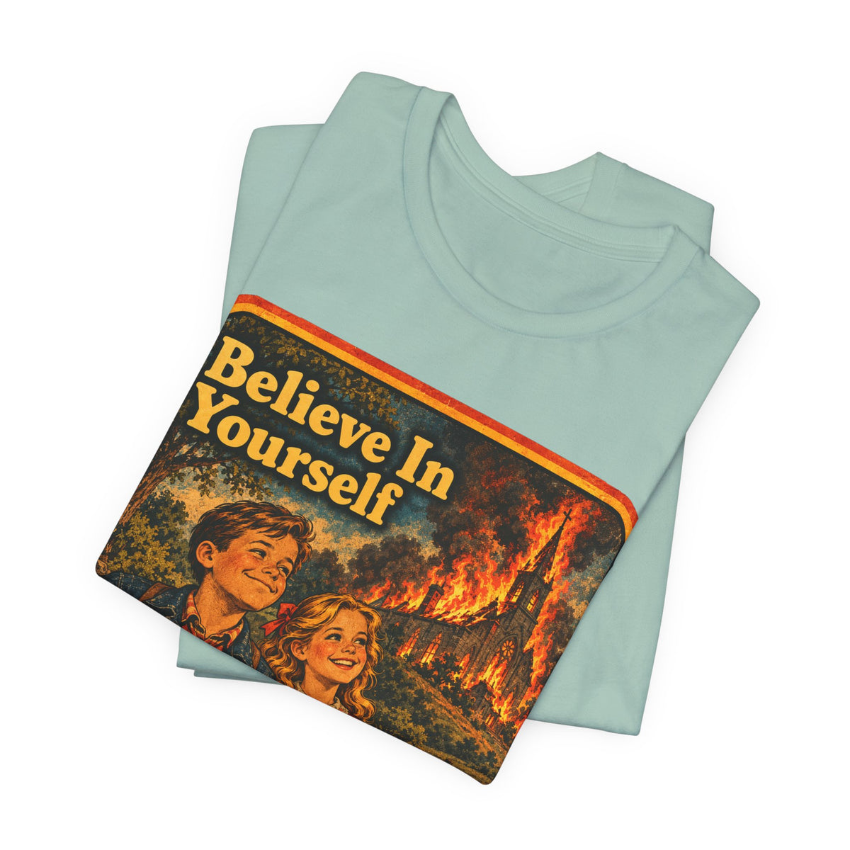 Believe In Yourself Unisex Tee in Dusty Blue, view 3