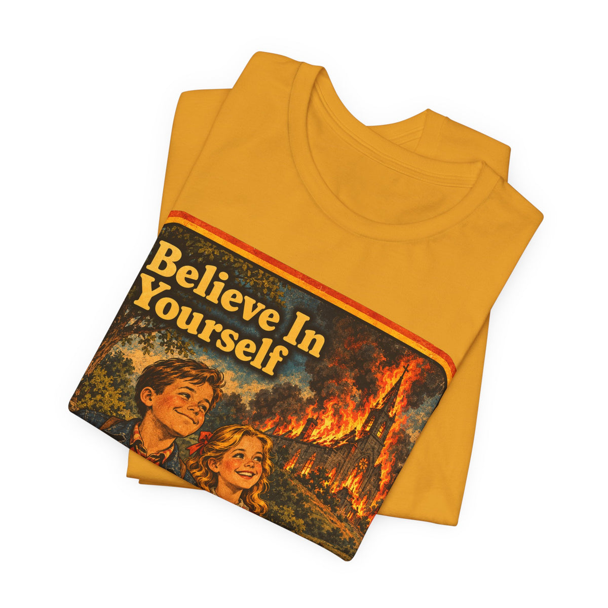 Believe In Yourself Unisex Tee in Mustard, view 3