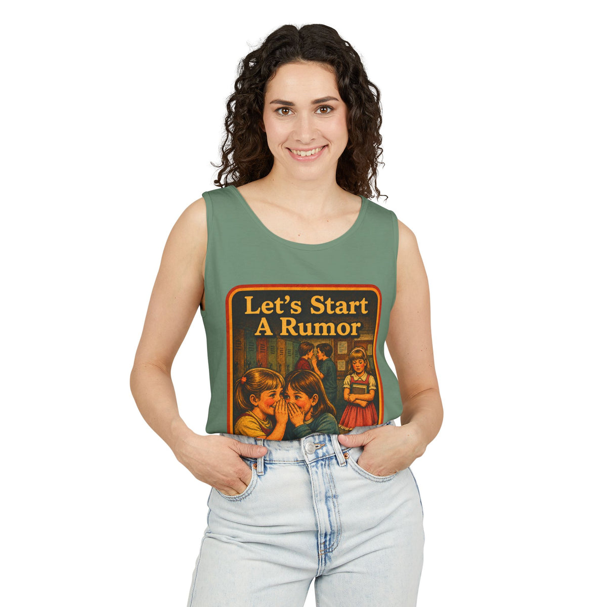Let's Start A Rumor Wife Beater in Light Green, view 3