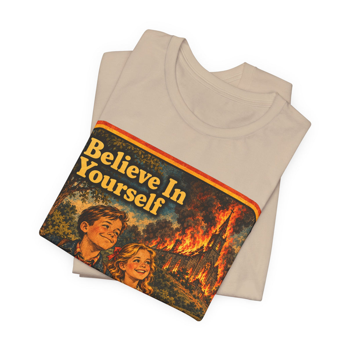 Believe In Yourself Unisex Tee in Tan, view 3