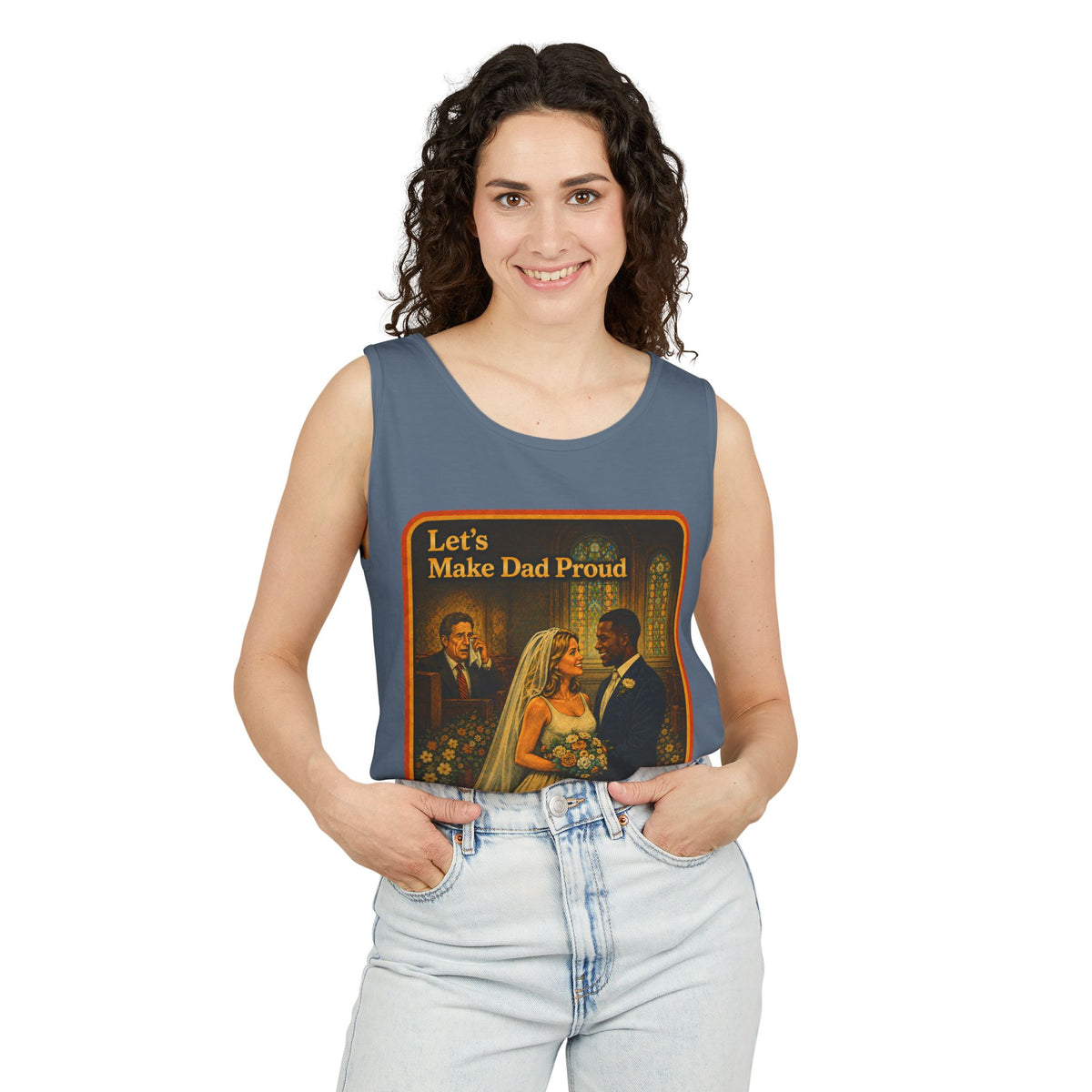 Let's Make Dad Proud No. 2 Wife Beater in Blue Jean, view 3