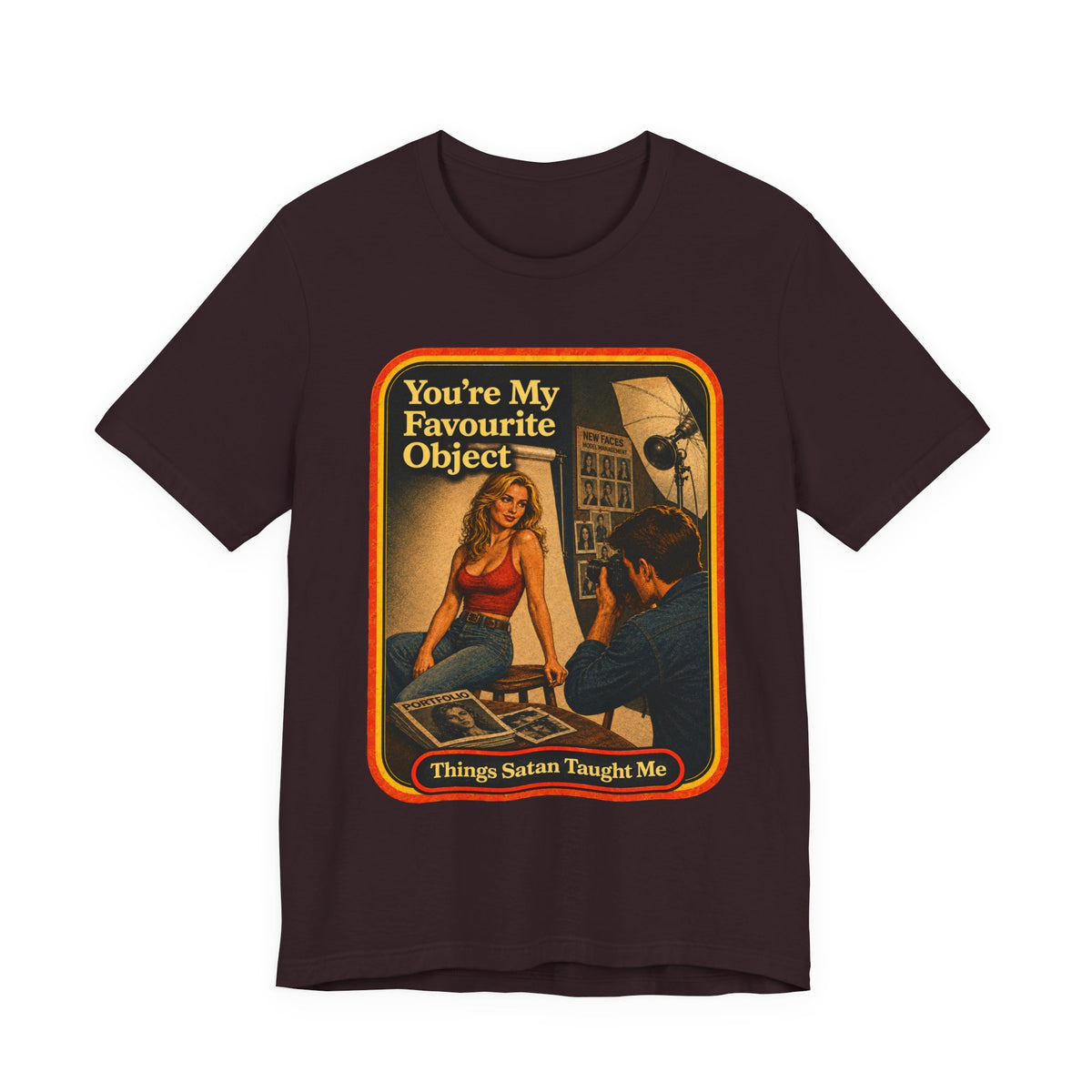 You're My Favourite Object Unisex Tee in Oxblood Black, front