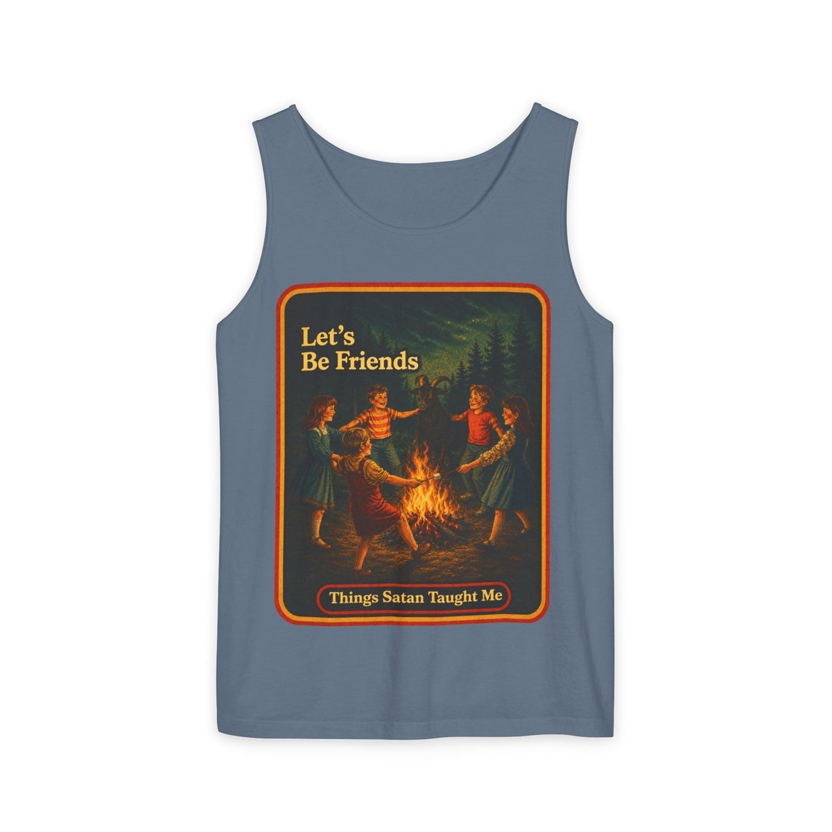 Let's Be Friends Wife Beater in Blue Jean, front