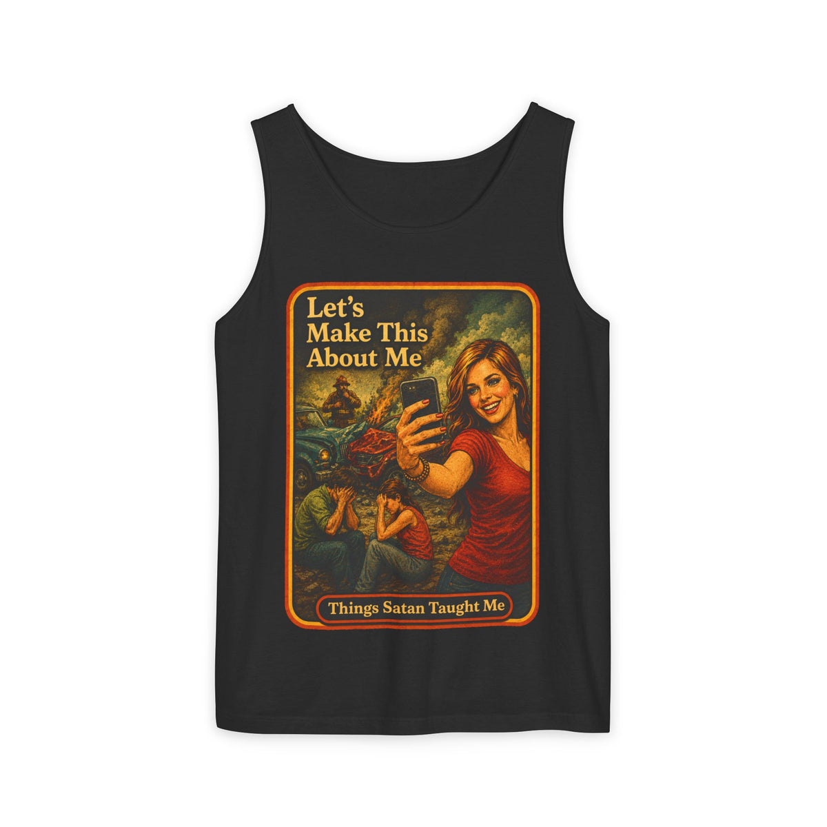 Let's Make This About Me Wife Beater in Black, front