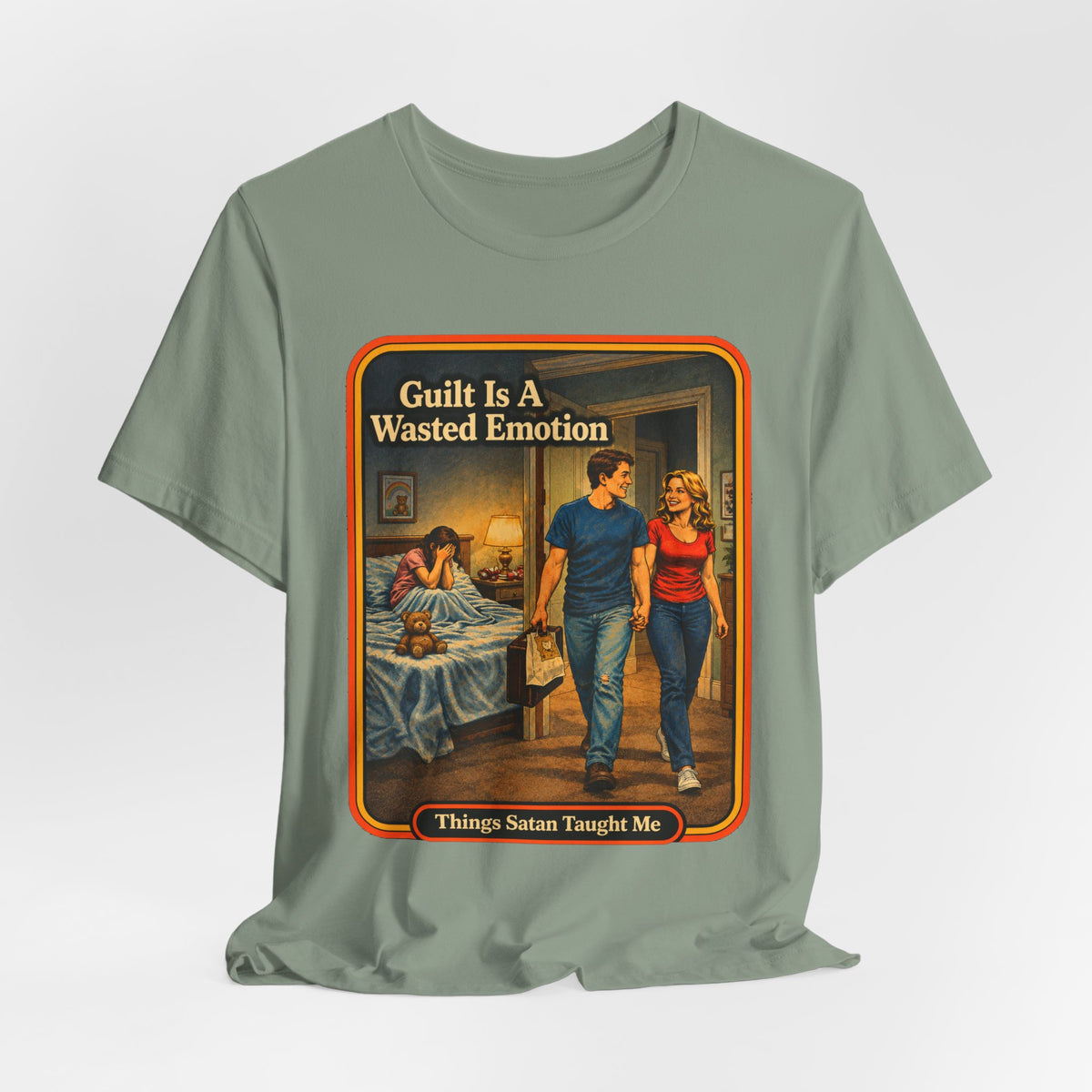 Guilt Is A Wasted Emotion Unisex Tee in Sage, view 4