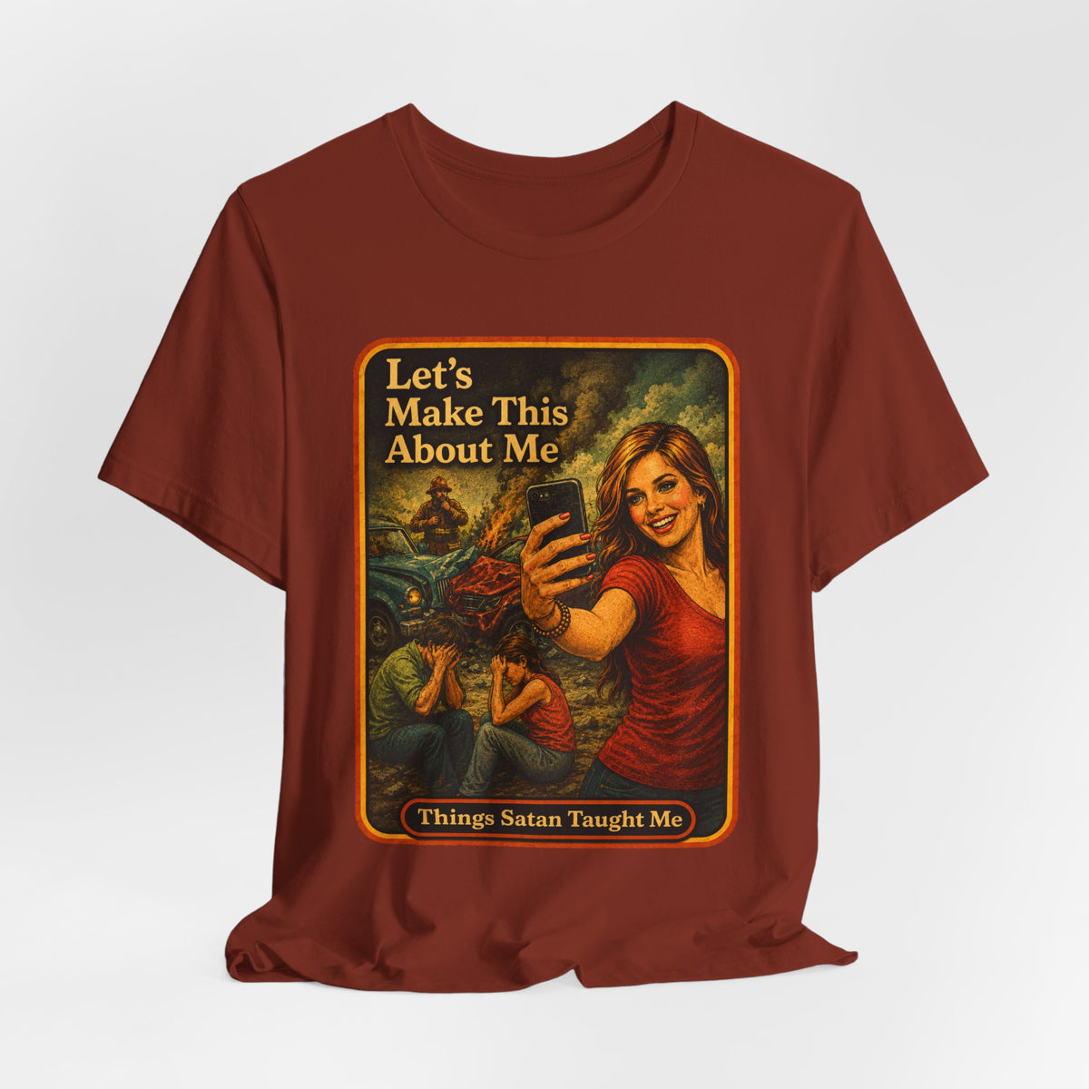 Let's Make This About Me Unisex Tee in Rust, view 4
