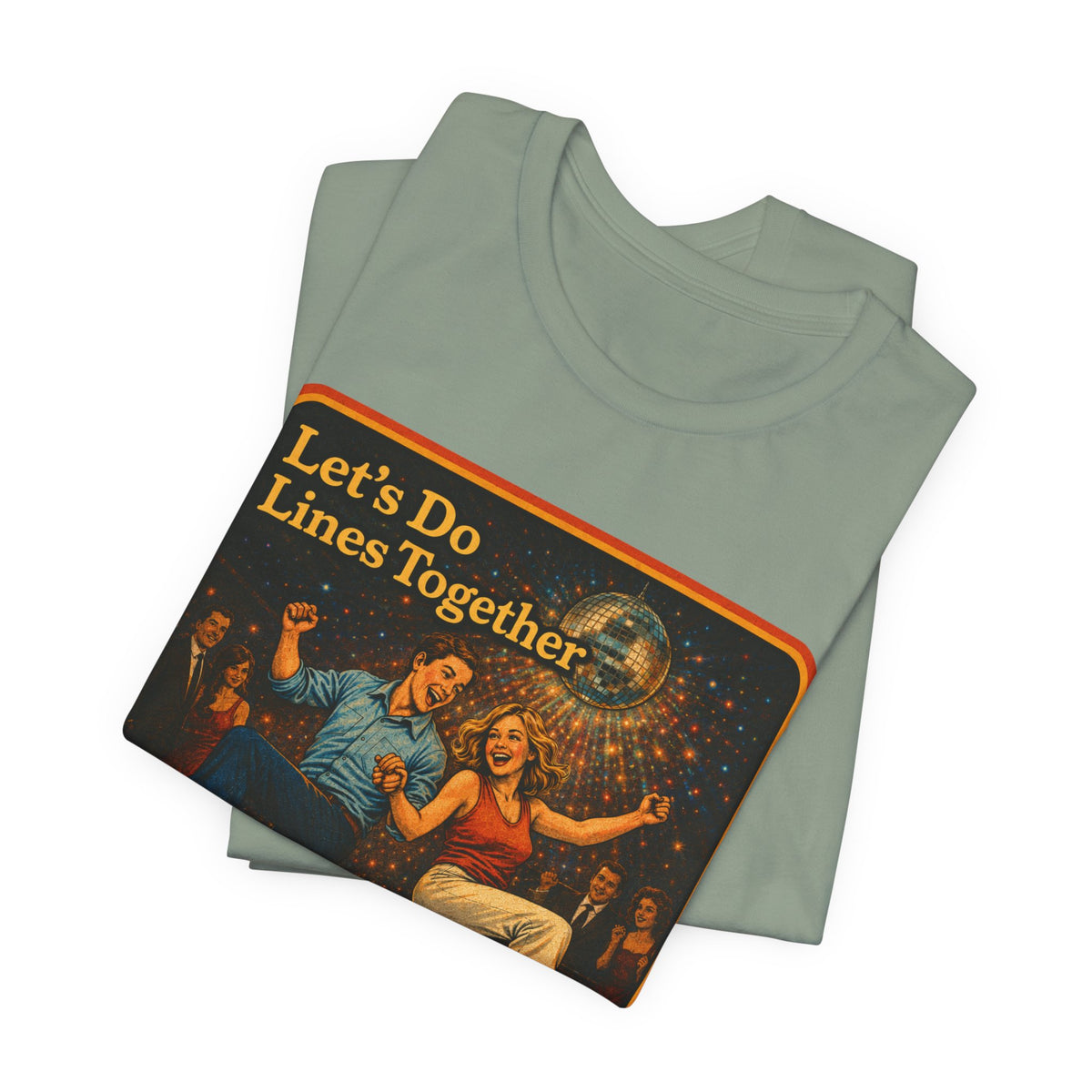 Let's Do Lines Together Unisex Tee in Sage, view 3
