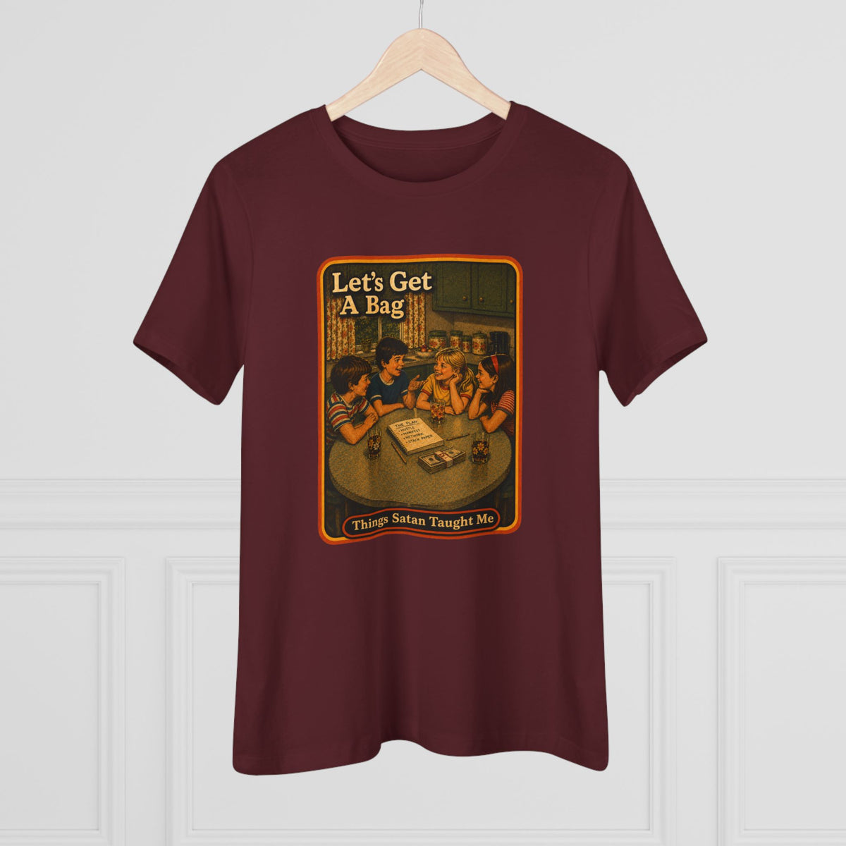 Let's Get Another Bag Women's Tee in Maroon, view 4