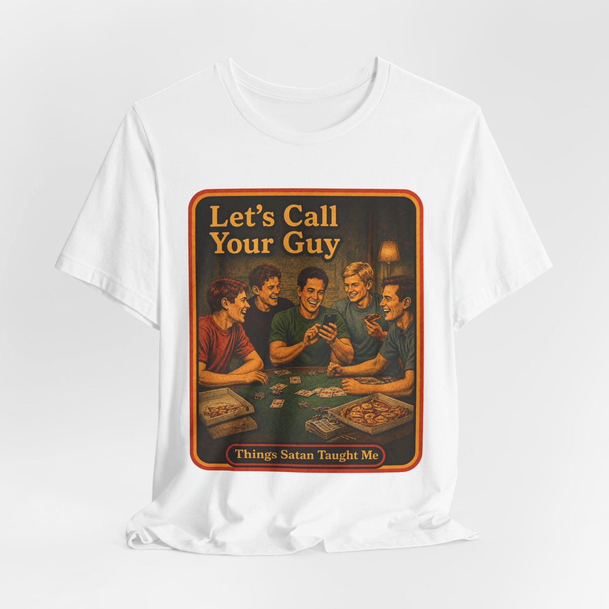 Let's Call Your Guy Unisex Tee in White, view 4