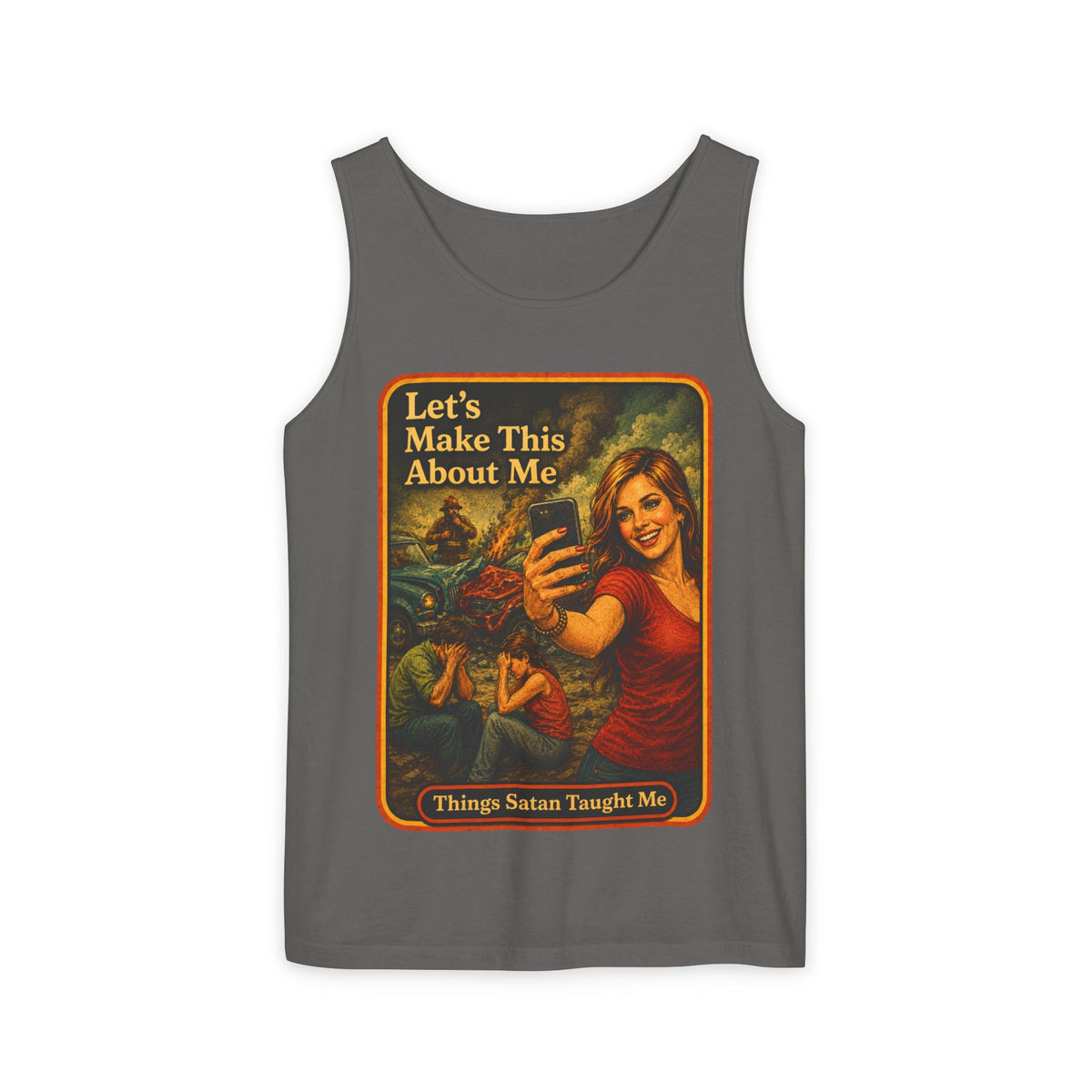 Let's Make This About Me Wife Beater in Pepper, front