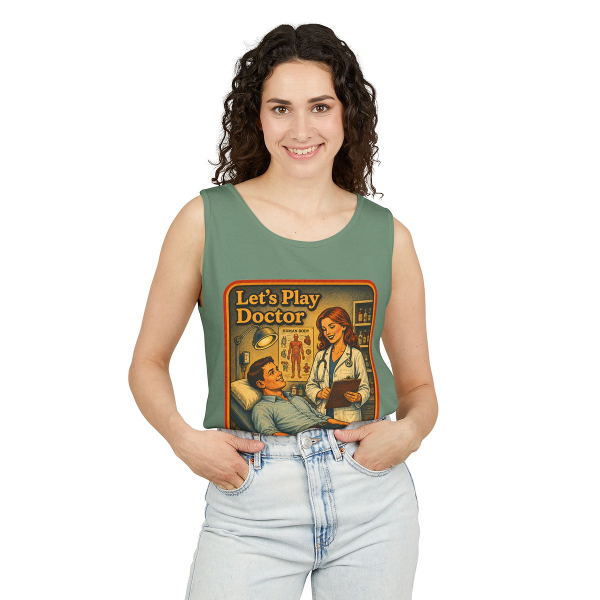 Let's Play Doctor Wife Beater in Light Green, view 3