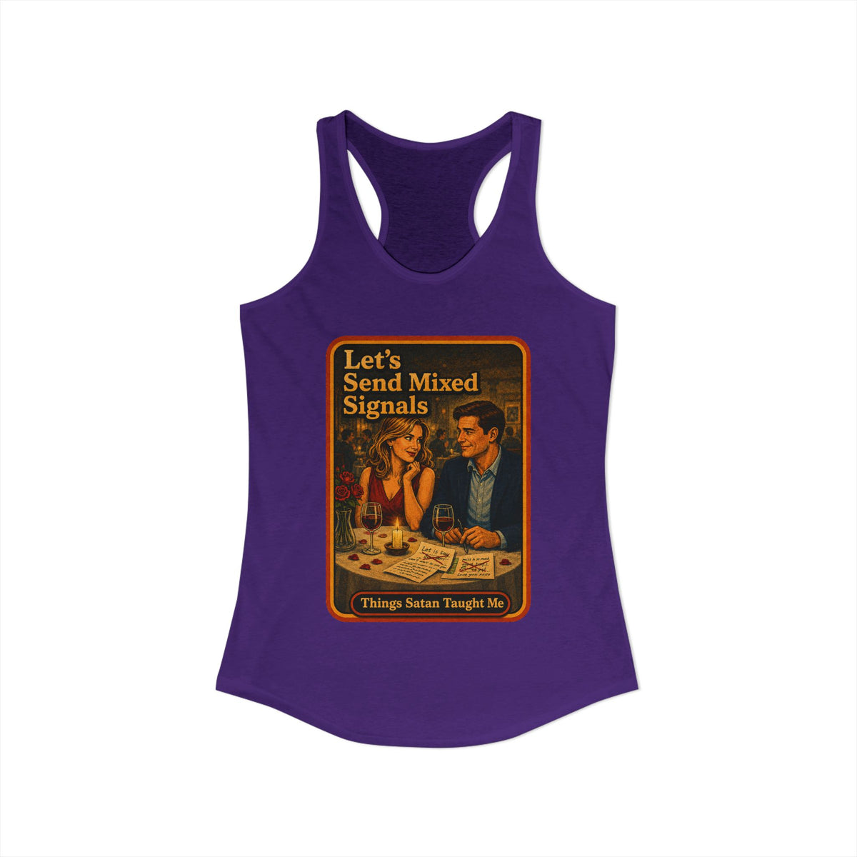 Let's Send Mixed Signals Racerback Tank in Purple Rush, view 2