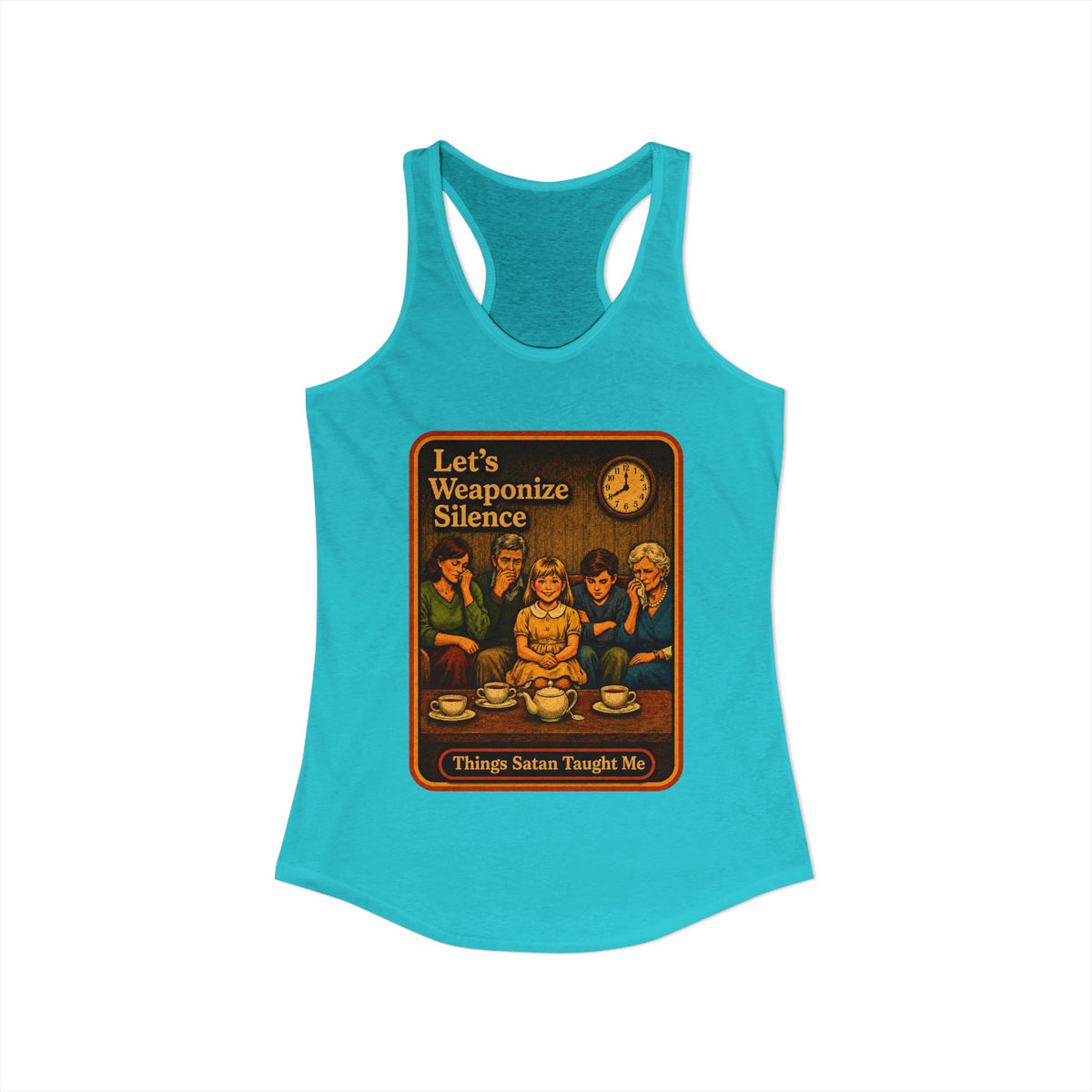 Let's Weaponize Silence Racerback Tank in Tahiti Blue, view 2