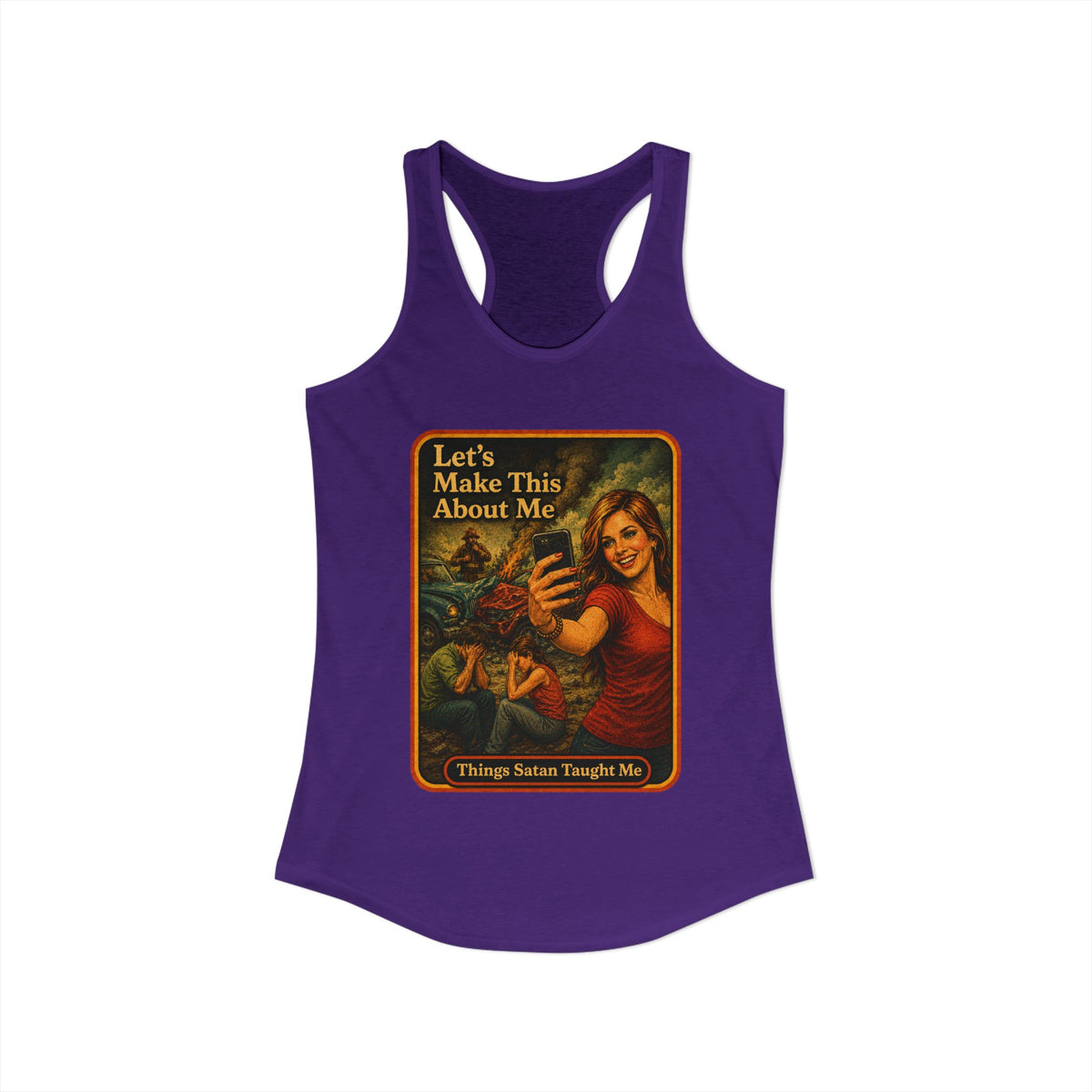 Let's Make This About Me Racerback Tank in Purple Rush, view 2