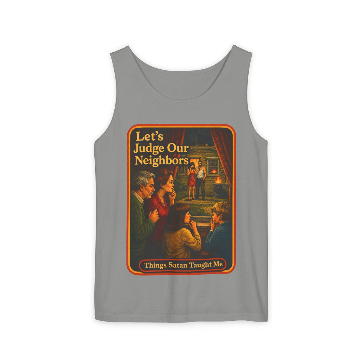 Let's Judge Our Neighbors Wife Beater in Granite, front
