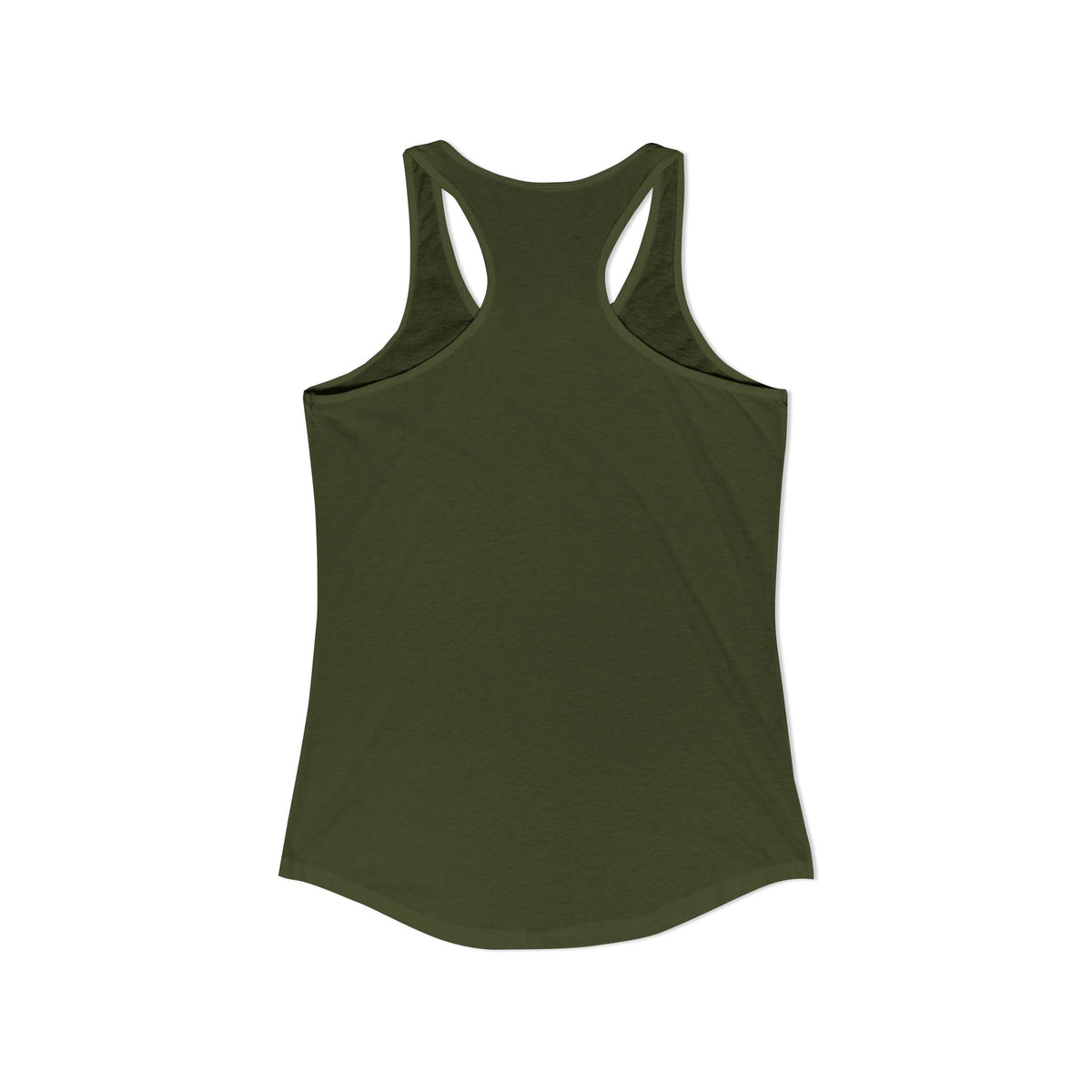 Let's Be Friends Racerback Tank in Military Green, view 3