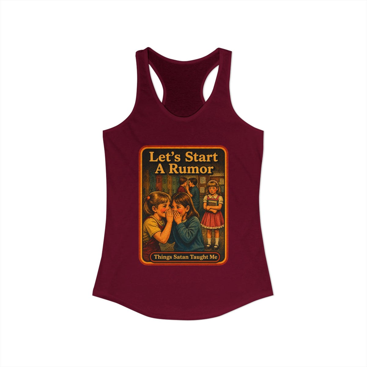 Let's Start A Rumor Racerback Tank in Cardinal Red, view 2