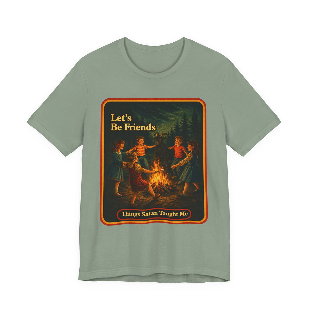 Let's Be Friends Unisex Tee in Sage, front
