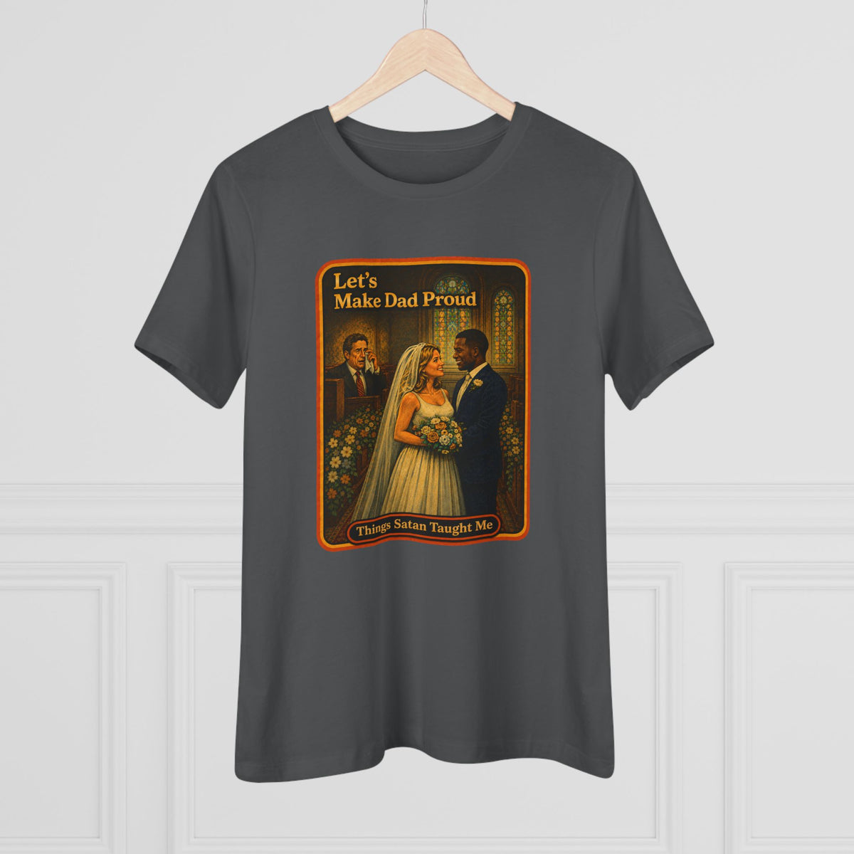 Let's Make Dad Proud No. 2 Women's Tee in Asphalt, view 4
