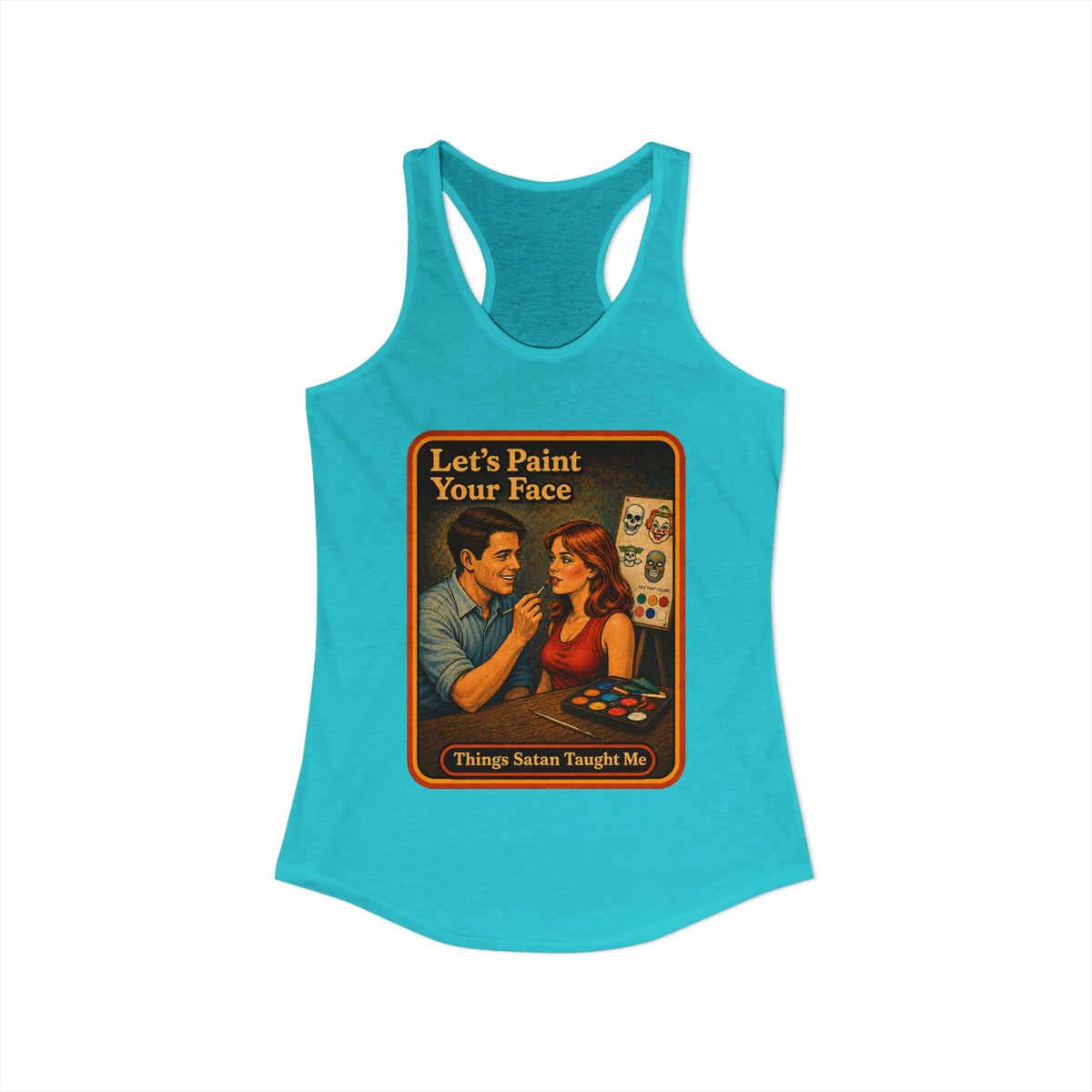 Let's Paint Your Face Racerback Tank in Tahiti Blue, view 2