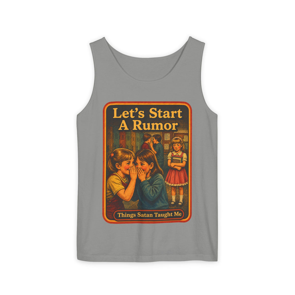 Let's Start A Rumor Wife Beater in Granite, front