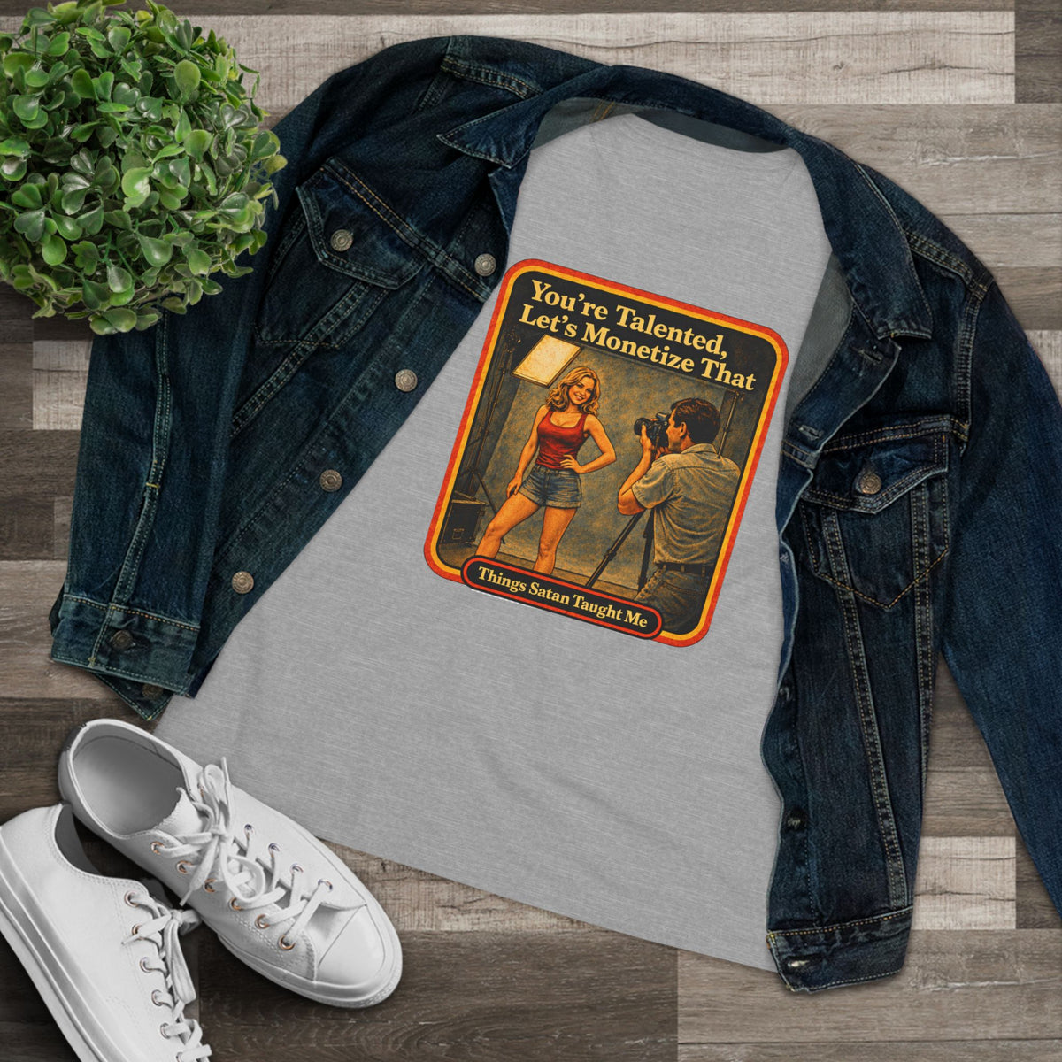 You're Talented, Let's Monetize That Women's Tee in Athletic Heather, view 3