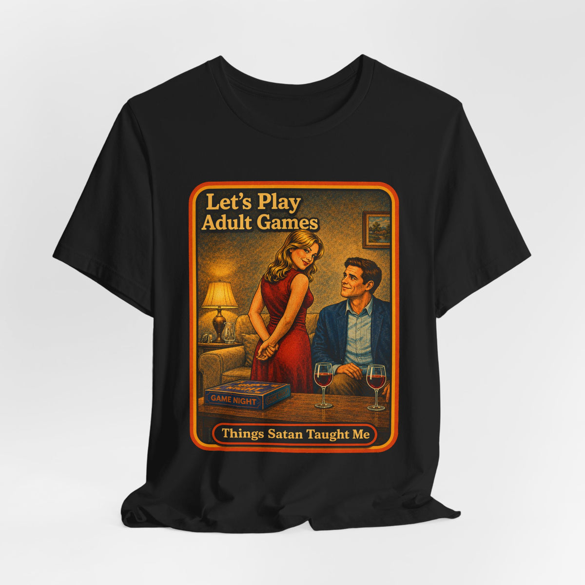 Let's Play Adult Games Unisex Tee in Black, view 4