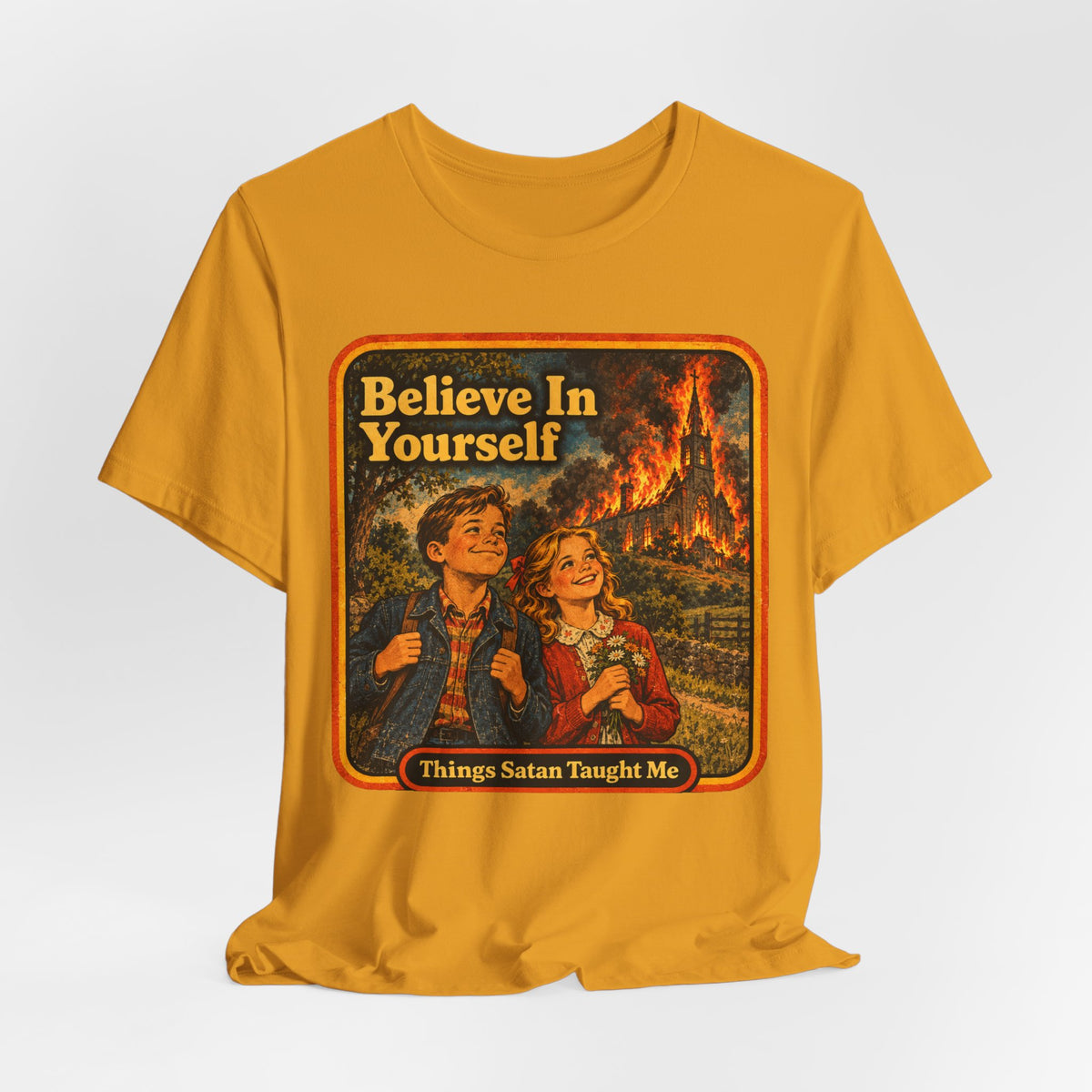 Believe In Yourself Unisex Tee in Mustard, view 4