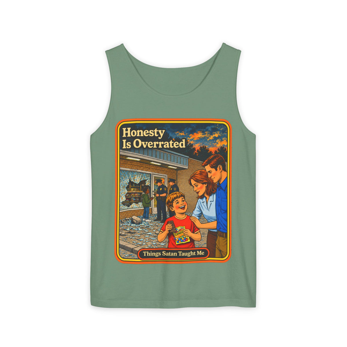 Honesty Is Overrated Wife Beater in Light Green, front