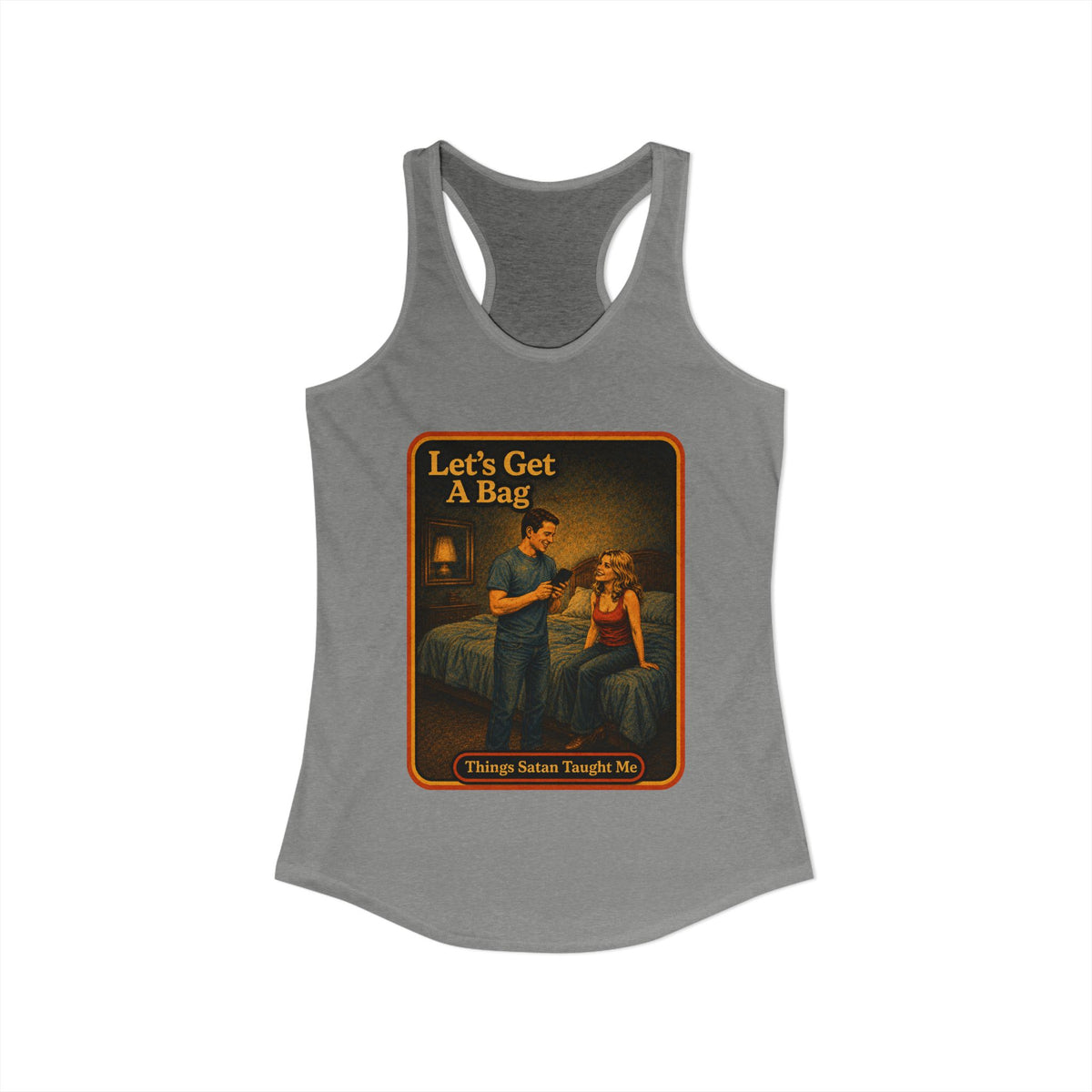 Let's Get A Bag Racerback Tank in Heather Grey, view 2