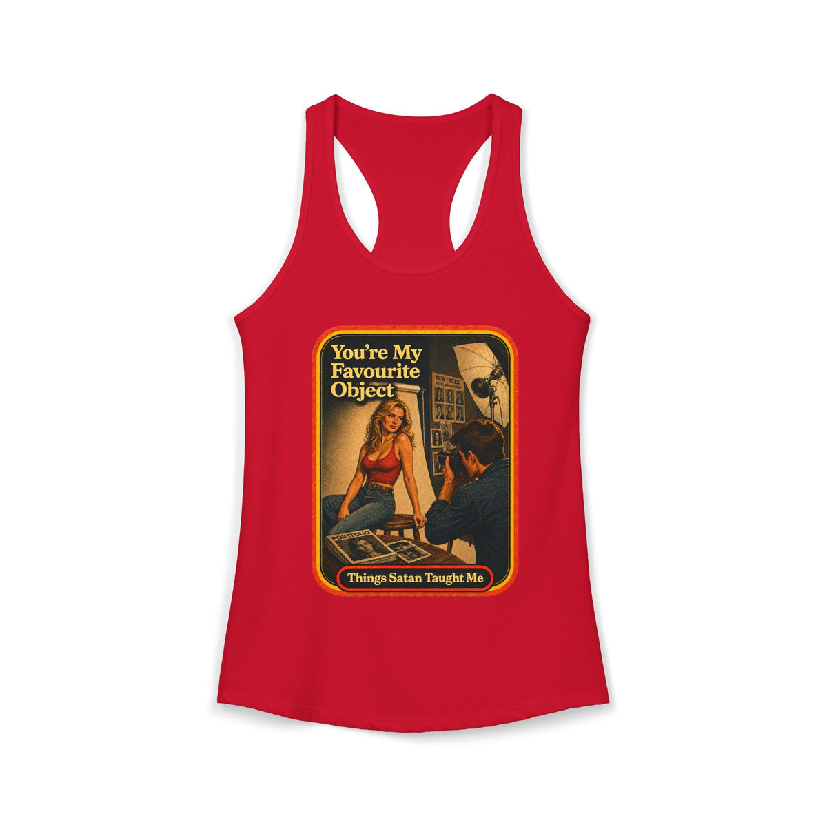 You're My Favourite Object Racerback Tank in Red, front
