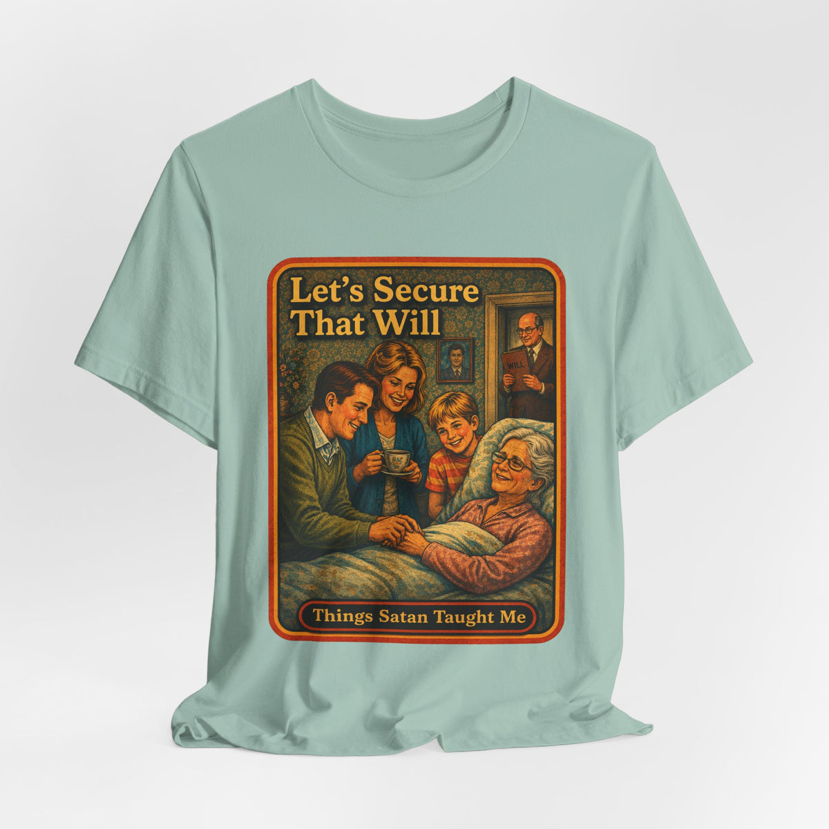 Let's Secure That Will Unisex Tee in Dusty Blue, view 4