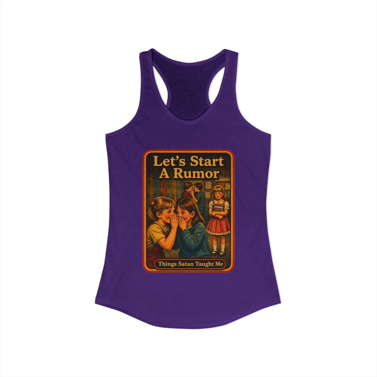 Let's Start A Rumor Racerback Tank in Purple Rush, view 2