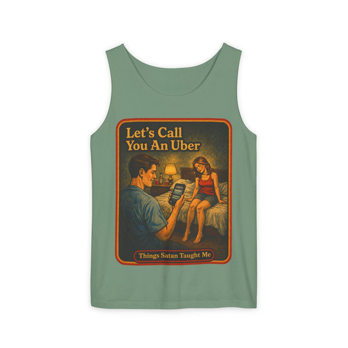 Let's Call You An Uber Wife Beater in Light Green, front