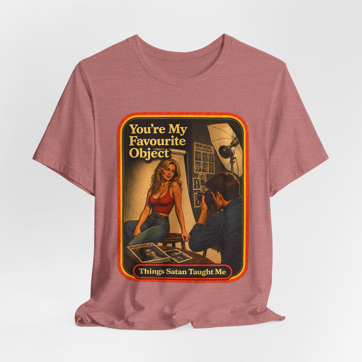 You're My Favourite Object Unisex Tee in Heather Mauve, view 4