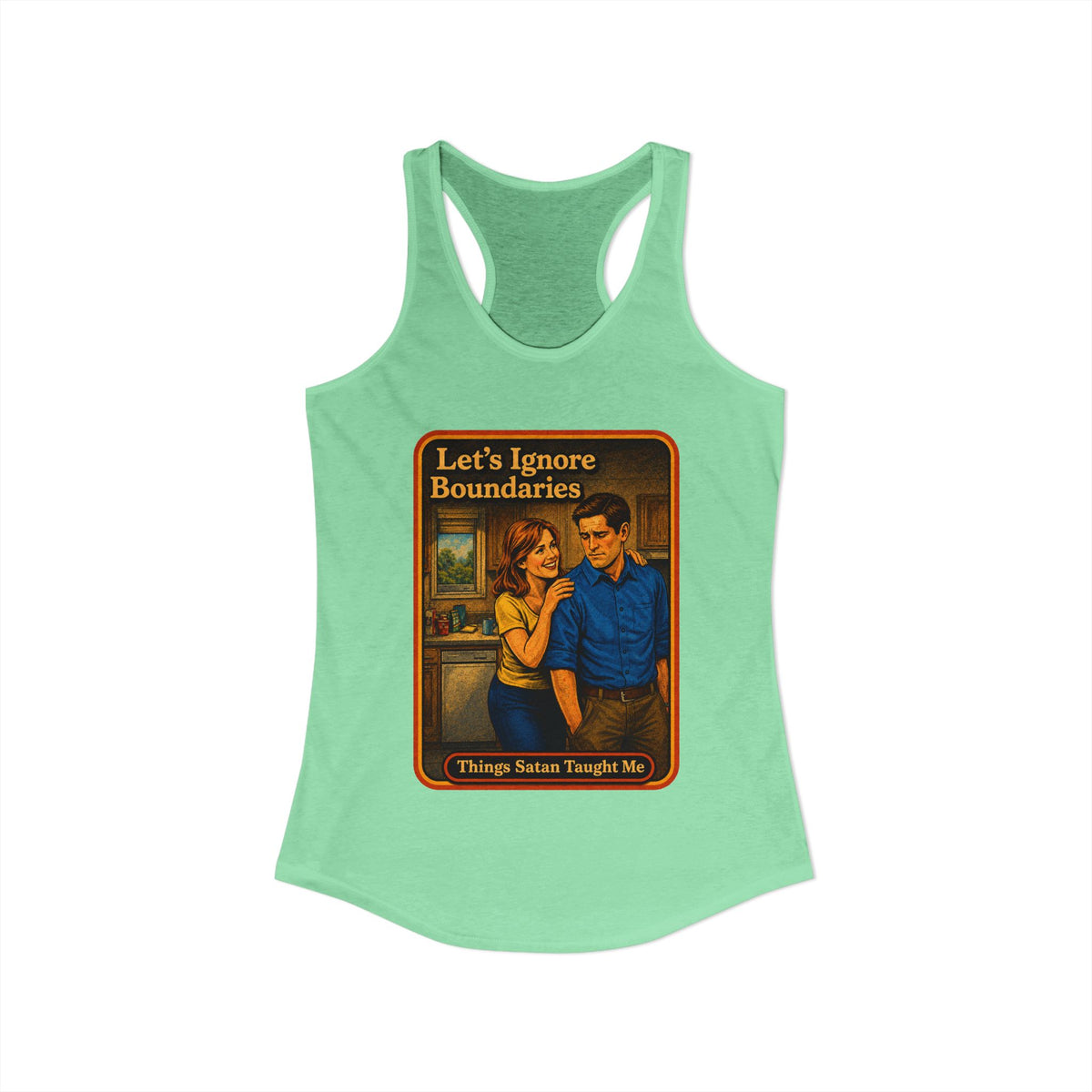 Let's Ignore Boundaries Racerback Tank in Mint, view 2
