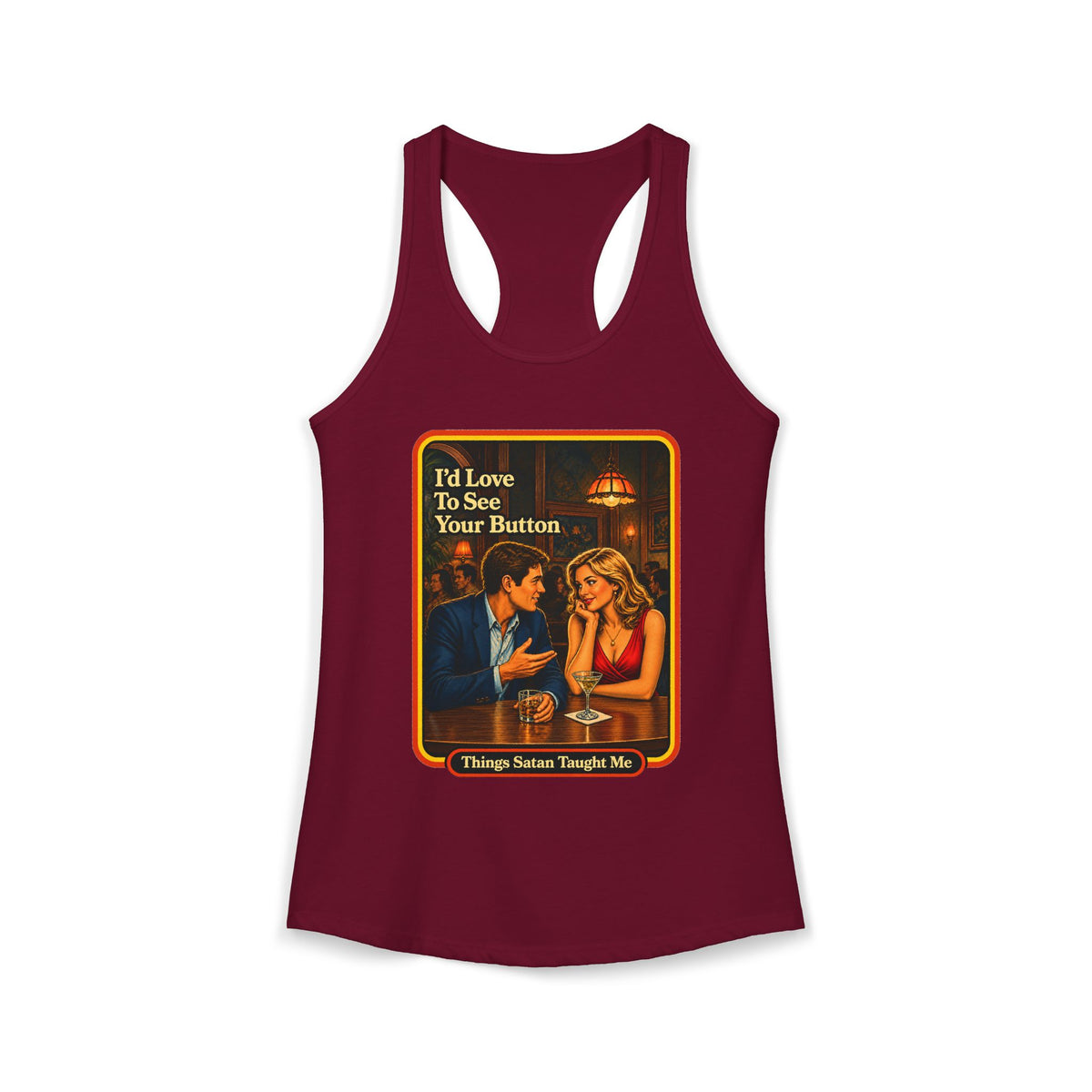 I'd Love To See Your Button Racerback Tank in Cardinal Red, front