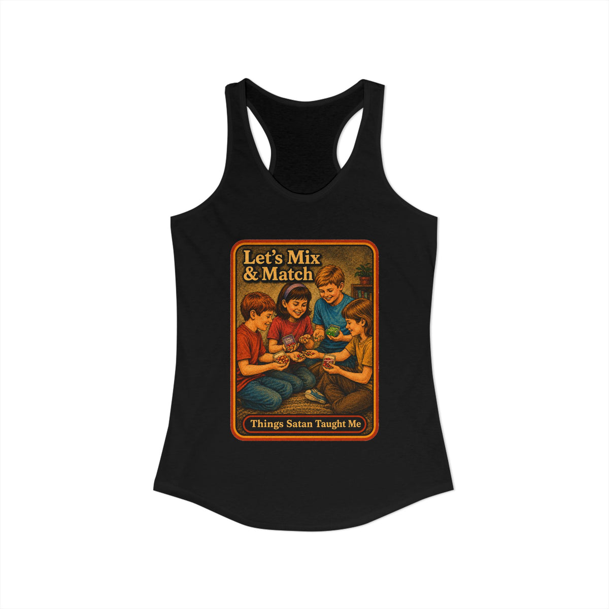 Let's Mix And Match Racerback Tank in Black, view 2