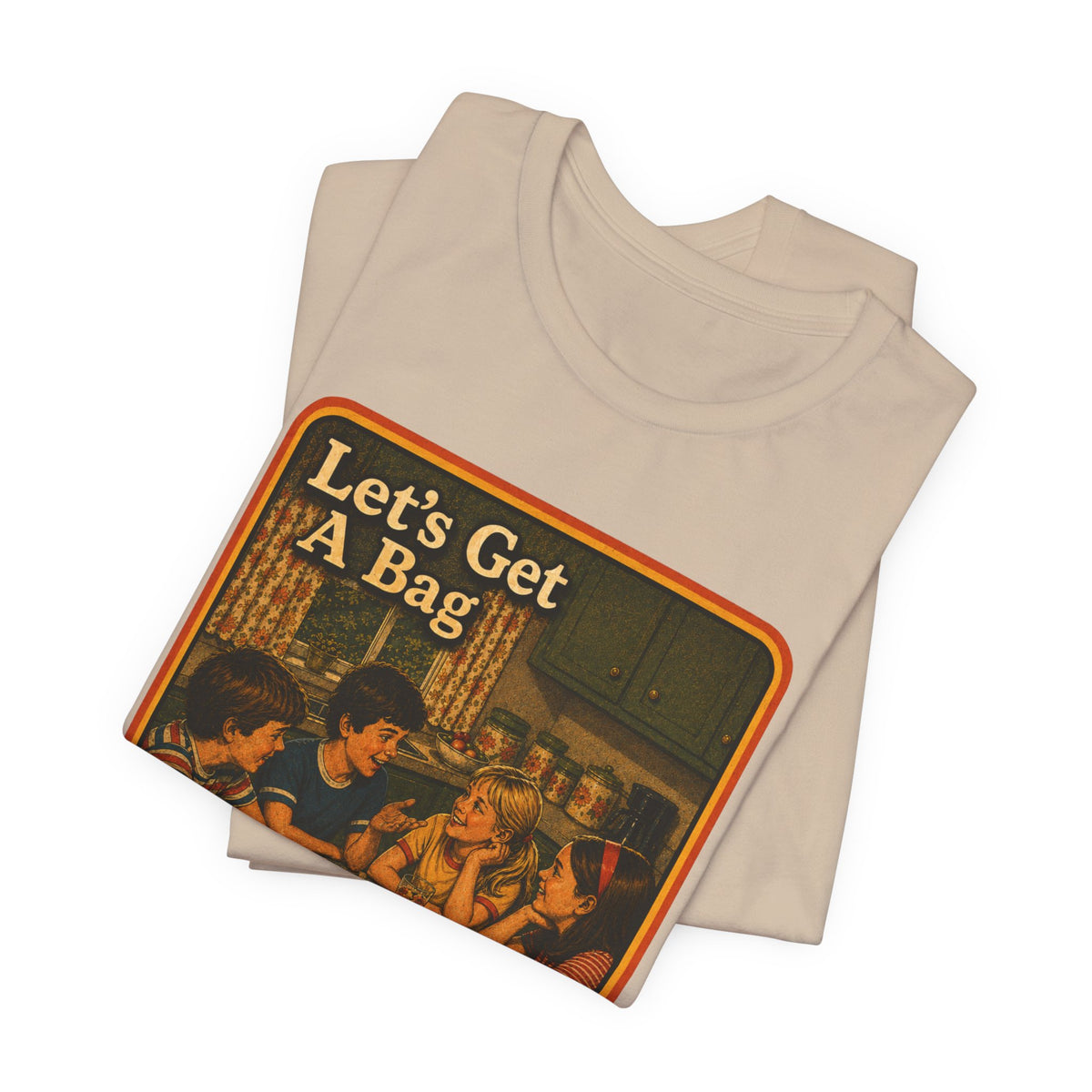 Let's Get Another Bag Unisex Tee in Tan, view 3