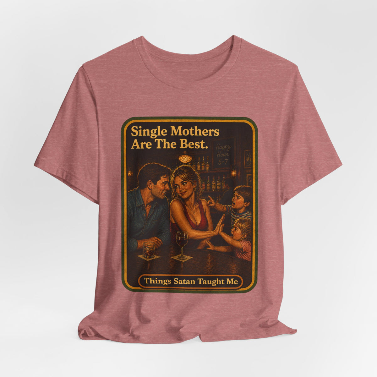 Single Mothers Are The Best Unisex Tee in Heather Mauve, view 4