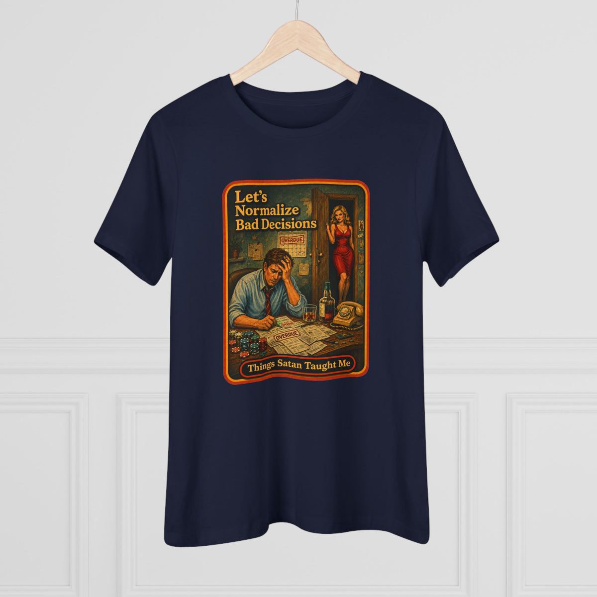 Let's Normalize Bad Decisions Women's Tee in Navy, view 4