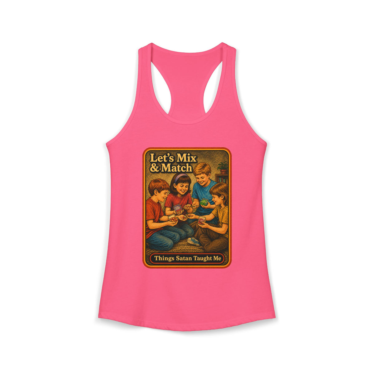 Let's Mix And Match Racerback Tank in Hot Pink, front