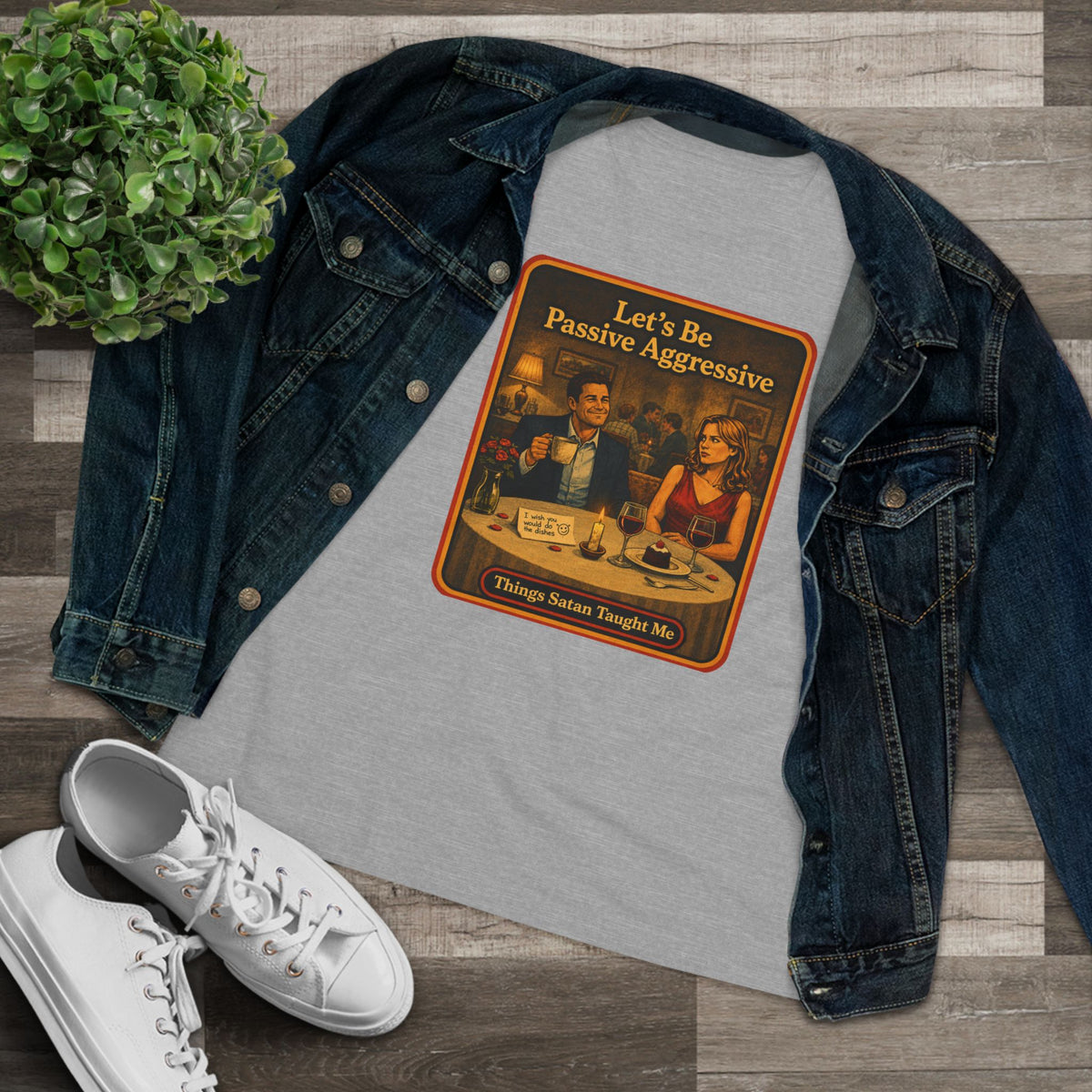 Let's Be Passive Aggressive Women's Tee in Athletic Heather, view 3