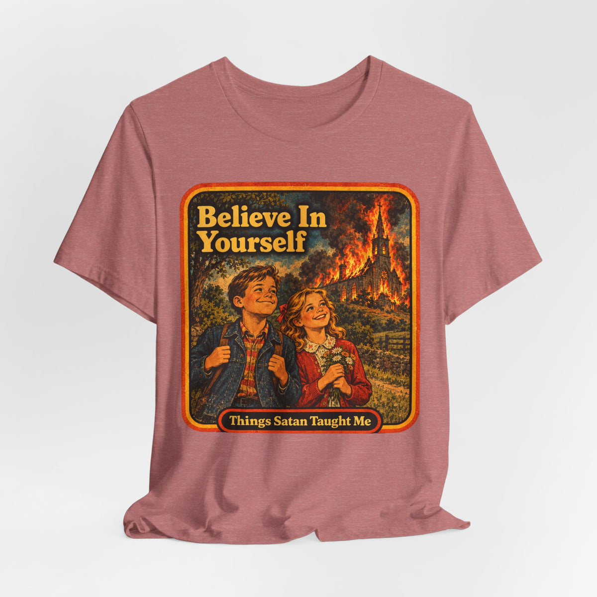 Believe In Yourself Unisex Tee in Heather Mauve, view 4