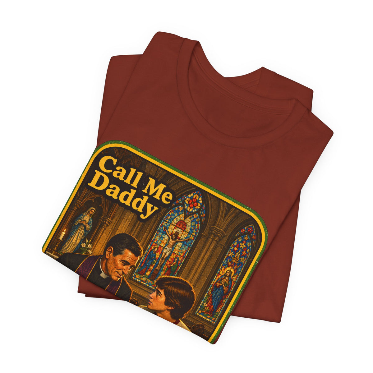 Call Me Daddy Unisex Tee in Rust, view 3