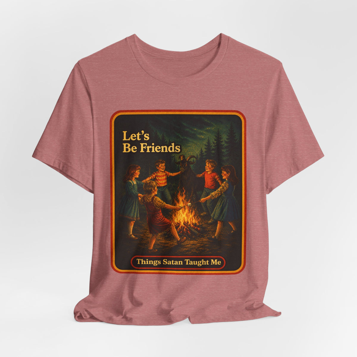 Let's Be Friends Unisex Tee in Heather Mauve, view 4