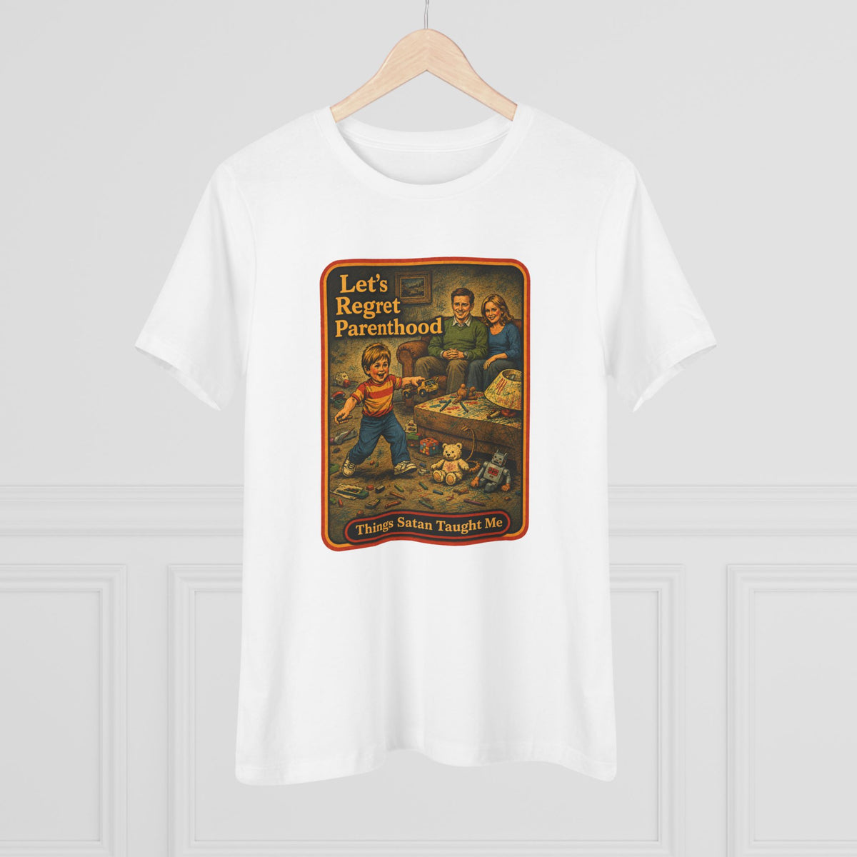 Let's Regret Parenthood Women's Tee in White, view 4