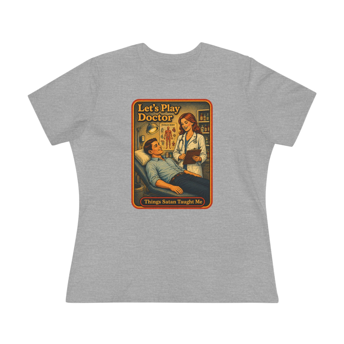 Let's Play Doctor Women's Tee in Athletic Heather, front